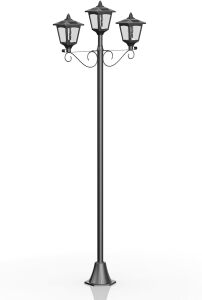 72" Solar Lamp Post Lights, Triple-Head Street Vintage Outdoor Post Light for Garden, Lawn, Planter Not Included