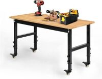 48" Adjustable Hard Rubber Wood Work Bench, 2000 lb Capacity&nbsp;
