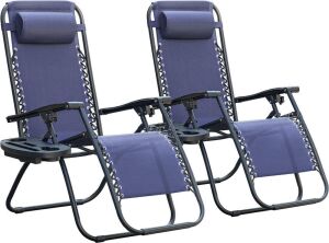 Blue Zero Gravity Patio Chairs, Set of 2 