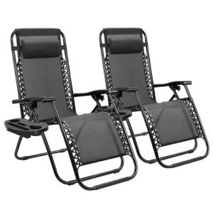 Black Zero Gravity Patio Chairs, Set of 2 