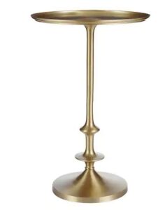 Bellkirk Round Gold Metal Accent Table, 14.5 in. W x 22.25 in. H