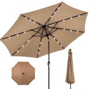 Solar LED Lighted Patio Umbrella w/ Tilt Adjustment, UV-Resistance - 10ft