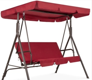 2-Person Outdoor Canopy Swing Glider Furniture w/ Cushions, Steel Frame