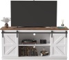 Farmhouse TV Stand with Sliding Barn Doors and Storage Cabinets for TVs up to 65 Inches