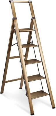 HBTower 5 Step Aluminum Ladder, Champagne Gold 