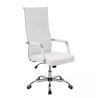 White Ribbed Office Chair High Back PU Leather 