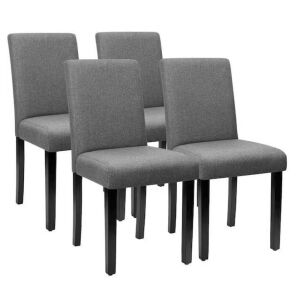 Gray Fabric Upholstered Parson Dining Chairs, Set of 4 