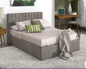 Gray upholstered full size bed frame