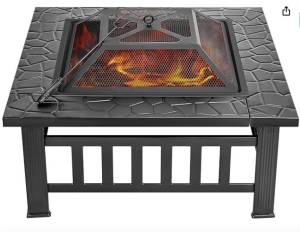 Heavy Duty 3 in 1 Metal Square Patio Firepit Table 