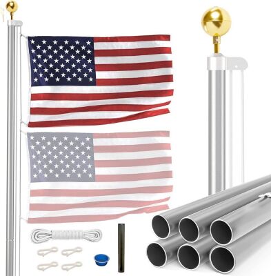 Rushmore Rose 25FT Heavy Duty Steel In-Ground Flag Pole with 4x6 American Flag 