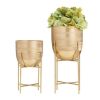 Gold Metal Planter with Stand, Set of 2 