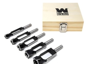 WEN DB051T 5-Piece Tenon and Deep Plug Cutter Drill Bit Set with Carrying Case