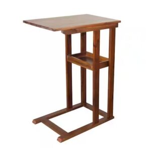 19 in. W Mahogany 26.5 in. H Rectangle Acacia Wood C-Table with Storage Tray 