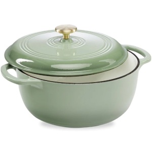 Cast-Iron Dutch Oven Kitchen Cookware w/ Enamel, Handles - 6qt