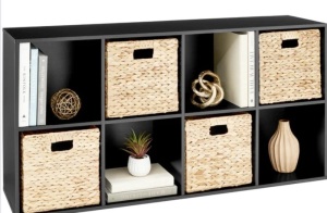 8-Cube Bookshelf, 11in Storage Display w/ Removable Panels, Customizable