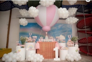 SAYOK 5ft PVC Half Hot Air Balloon Inflatable Baby Shower Party Balloon, Inflatable Hanging Balloon for Girls Baby Shower Decoration/Nursery/Kids Birthday/Event/Wedding/Show/Exhibitions