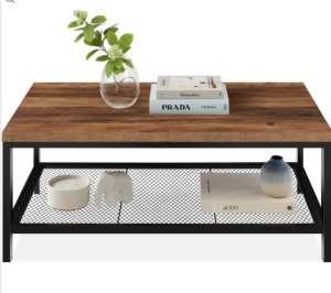 2-Tier Modern Coffee Table Industrial Rectangular Accent w/ Shelf - 44in cosmetic damage