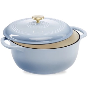 Cast-Iron Dutch Oven Kitchen Cookware w/ Enamel, Handles - 6qt