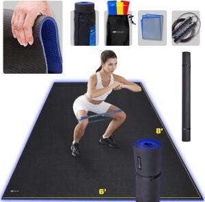 FITPULSE Large Exercise Mat 8 x 6 ft, 7mm Thick 