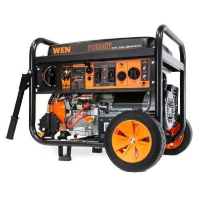 WEN DF1100X 11000-Watt 120-Volt/240-Volt Dual Fuel Transfer-Switch Ready Electric Start Portable Generator with Wheel Kit and CO Shutdown Sensor