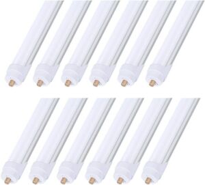 8ft 45W FA8 Single Pin LED Tube Lights 5400LM, 6000k, Milky Cover, Ballast Bypass, 12 Pack