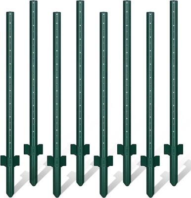 Gtongoko 7' Steel Garden Fence Post, 10 pack 