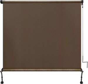 Amagenix Outdoor Roller Shades, Mocha, 7' x 8'