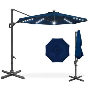 360-Degree Solar LED Cantilever Offset Patio Umbrella w/ Tilt - 10ft