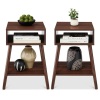 Set of 2 Mid-Century Modern End Tables w/ Cubby, Shelf 18.5"(L) x 16.75"(W) x 23.75"(H)