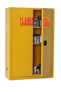 Edsal SC450F-P Steel Safety Cabinet for Flammable Liquids, 2 Shelves, 2 Door Manual Close, 45 gal Capacity, 65" H x 43" W x 18" D - Appears New with Ligt Scratch, $1500 Retail Value