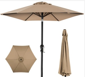 Outdoor Steel Market Patio Umbrella Decoration w/ Tilt, Crank Lift - 10ft