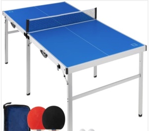 Portable Ping Pong Table Tennis Game Set w/ Paddles, Balls - 6x3ft