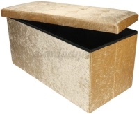 30'' Crushed Velvet Diamante Folding Ottoman Storage Stool - Appears New&nbsp;