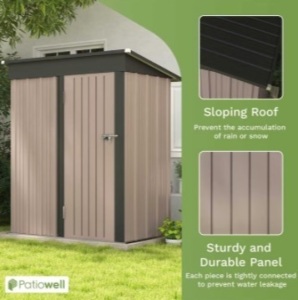 Patiowell 5 ft x 3 ft Galvanized Steel Storage Shed for Backyard and Garden