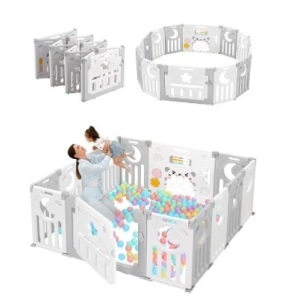 Baby Playpen,Dripex Foldable Baby Playpen for Babies and Toddlers, 25 Sq. Ft of Play Pen, Custom Shape, Easy to Assemble and Storage, Play Yard for Babies Safety, 14 Panels