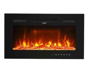 30 in. Wall-Mount 12-Color Flames Electric Fireplace with Remote Control in Black 