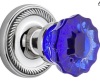 Nostalgic Warehouse 724972 Privacy Crystal Cobalt Glass Door Knob in Bright Chrome, 2.75