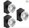 Gobrico Single Side Dummy Clear Crystal Door Knobs,No Lock Interior Half Dummy Handles,Inactive One-Side Dummy Levers in Oil Rubbed Bronze,3 Pack