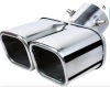 63mm Exhaust Tips Muffler Stainless Steel Car Exhaust Tail Pipe Double Outlet Square Mouth End Pipe Silver