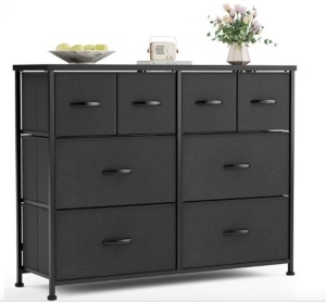 Flamaker Dresser for Bedroom, 8 Drawer Dresser, Wide Chest of Drawers, Fabric Dresser, Storage Drawers, Black Dresser Storage Organizer for Closet, Hallway