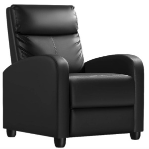 Homall Recliner Chair, Recliner Sofa PU Leather for Adults, Recliners Home Theater Seating with Lumbar Support, Reclining Sofa Chair for Living Room (Black, Leather)