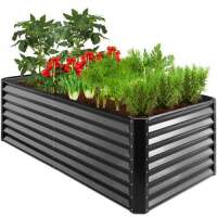 Outdoor Metal Raised Garden Bed for Vegetables, Flowers, Herbs