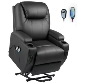 Black Leather Standard (No Motion) Recliner with Power Lift 