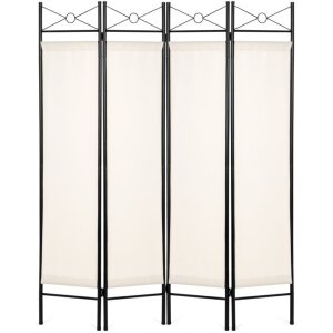 4-Panel Folding Privacy Screen Room Divider Decoration Accent w/ Steel Frame