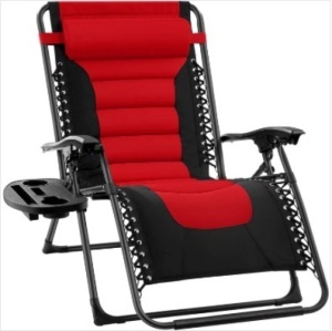 Oversized Padded Zero Gravity Chair, Folding Recliner w/ Headrest, Side Tray