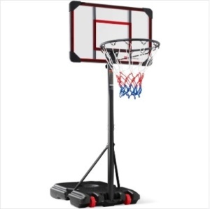 Kids Height-Adjustable Basketball Hoop, Square Backboard w/ 2 Wheels