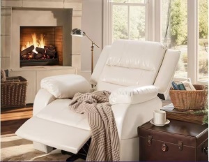 Big and Tall Power Recliner Lift Chair for Elderly with Classic Bright Cream Leather