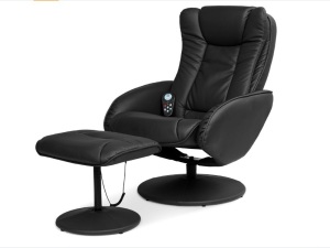 Faux Leather Electric Massage Recliner Chair w/ Stool Ottoman, Remote