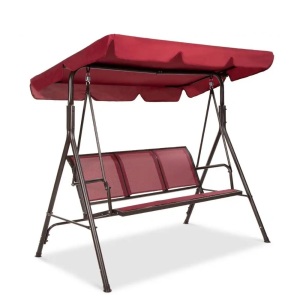 2-Seater Outdoor Canopy Swing Glider Bench w/ Textilene Fabric, Steel Frame