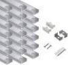 20-Pack 6.6ft U Shape LED Aluminum Channel System with Milky Cover, End Caps and Mounting Clips